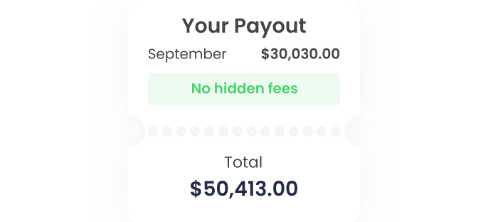 Representation of earnings in a month an total to payout